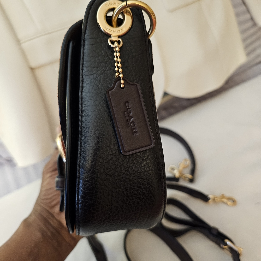 COACH Signature Canvas and Suede Saddle Bag in Brown/Rust - Picture 3 of 4
